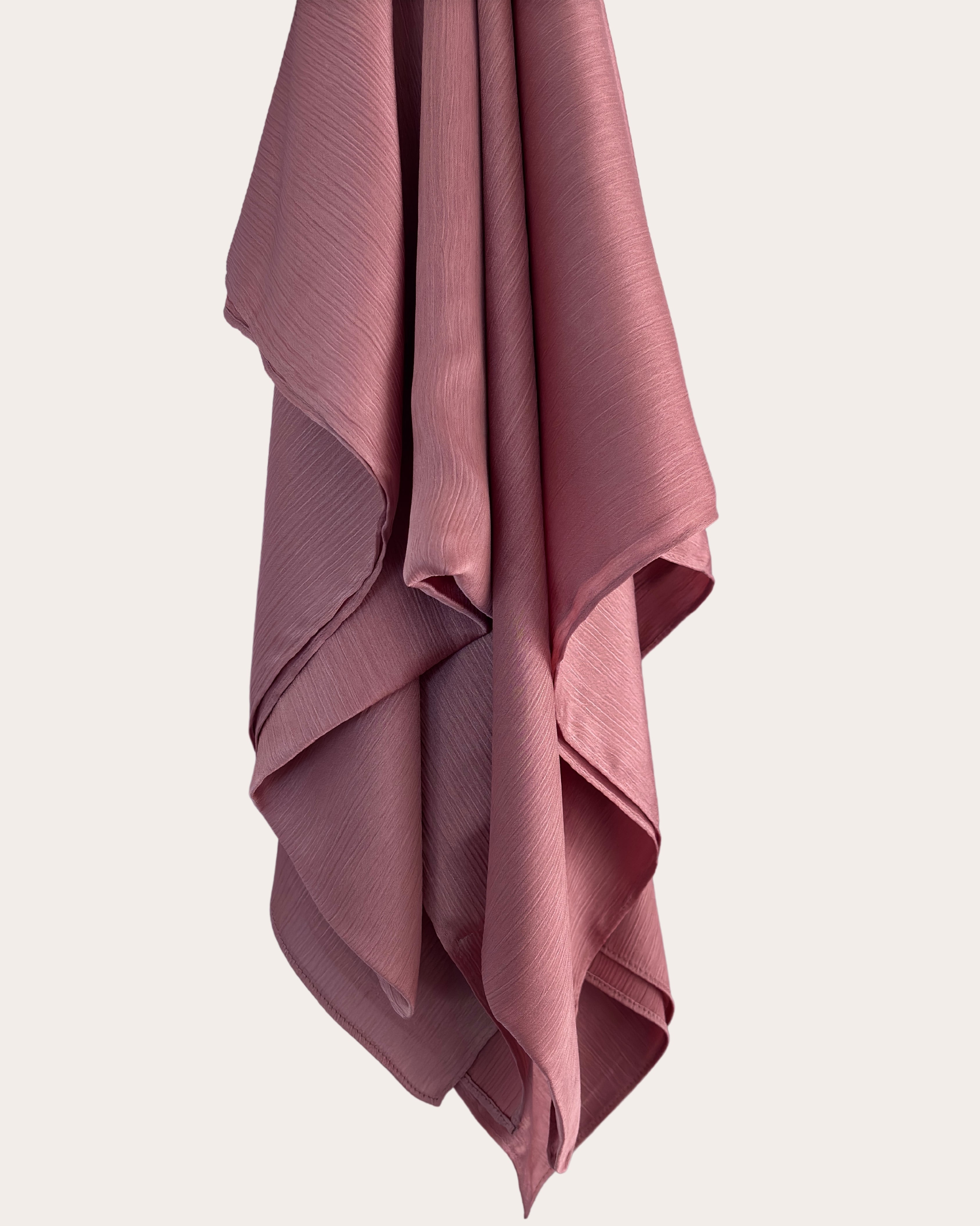 Crinkle Satin Hijab - Dusty Blush