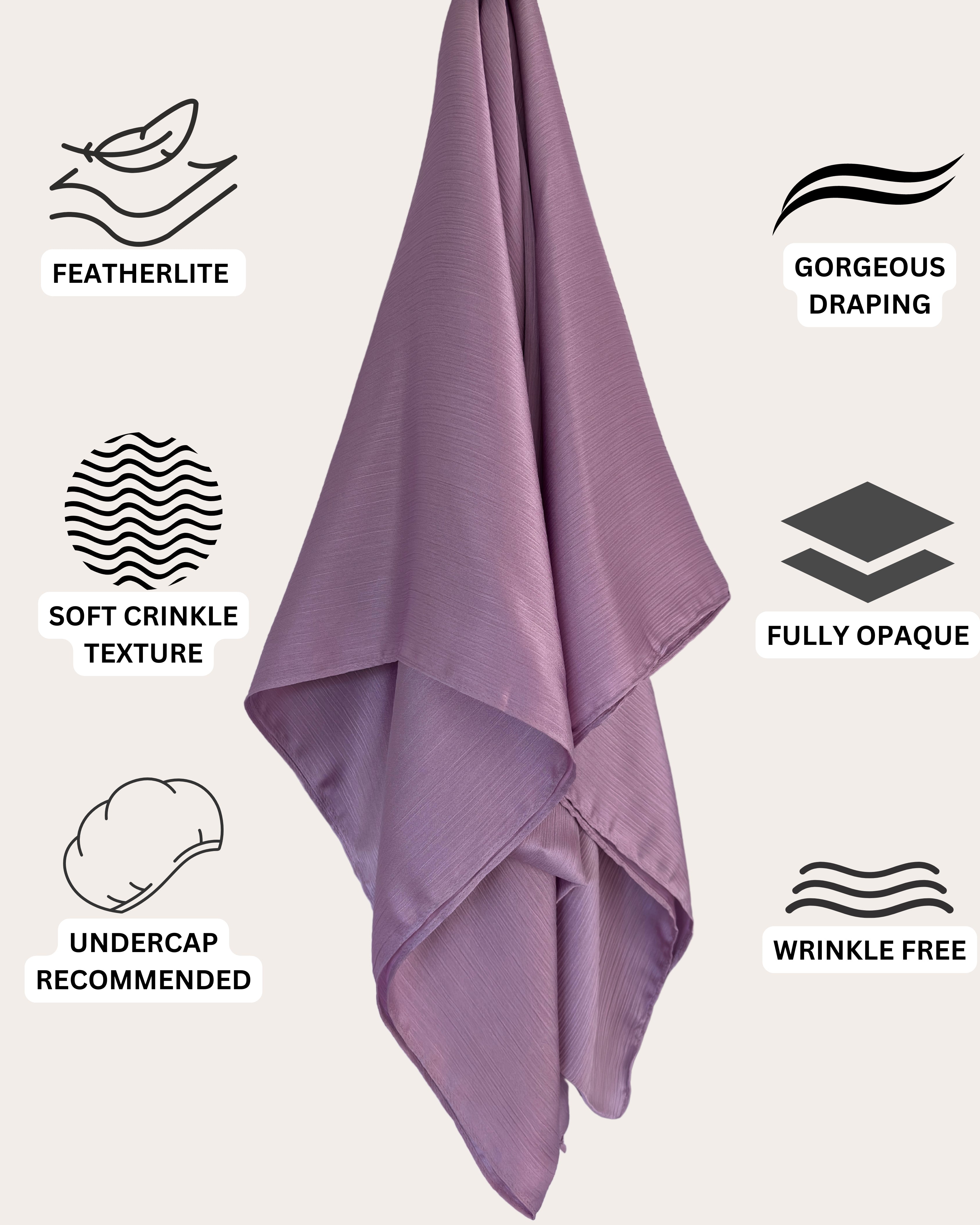 Crinkle Satin Hijab - Lilac Mist