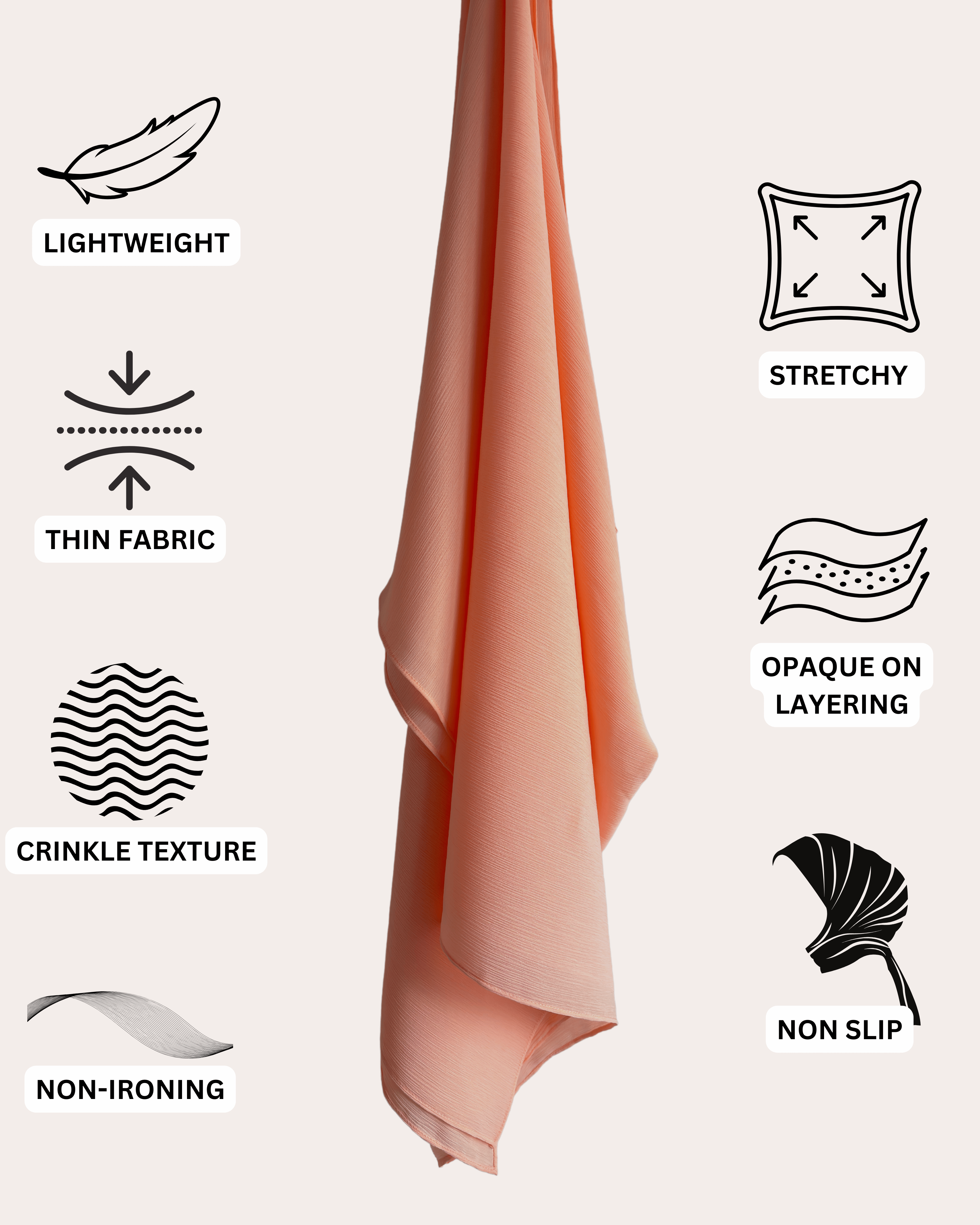 Crinkle Chiffon Hijab - Peachy Serenity