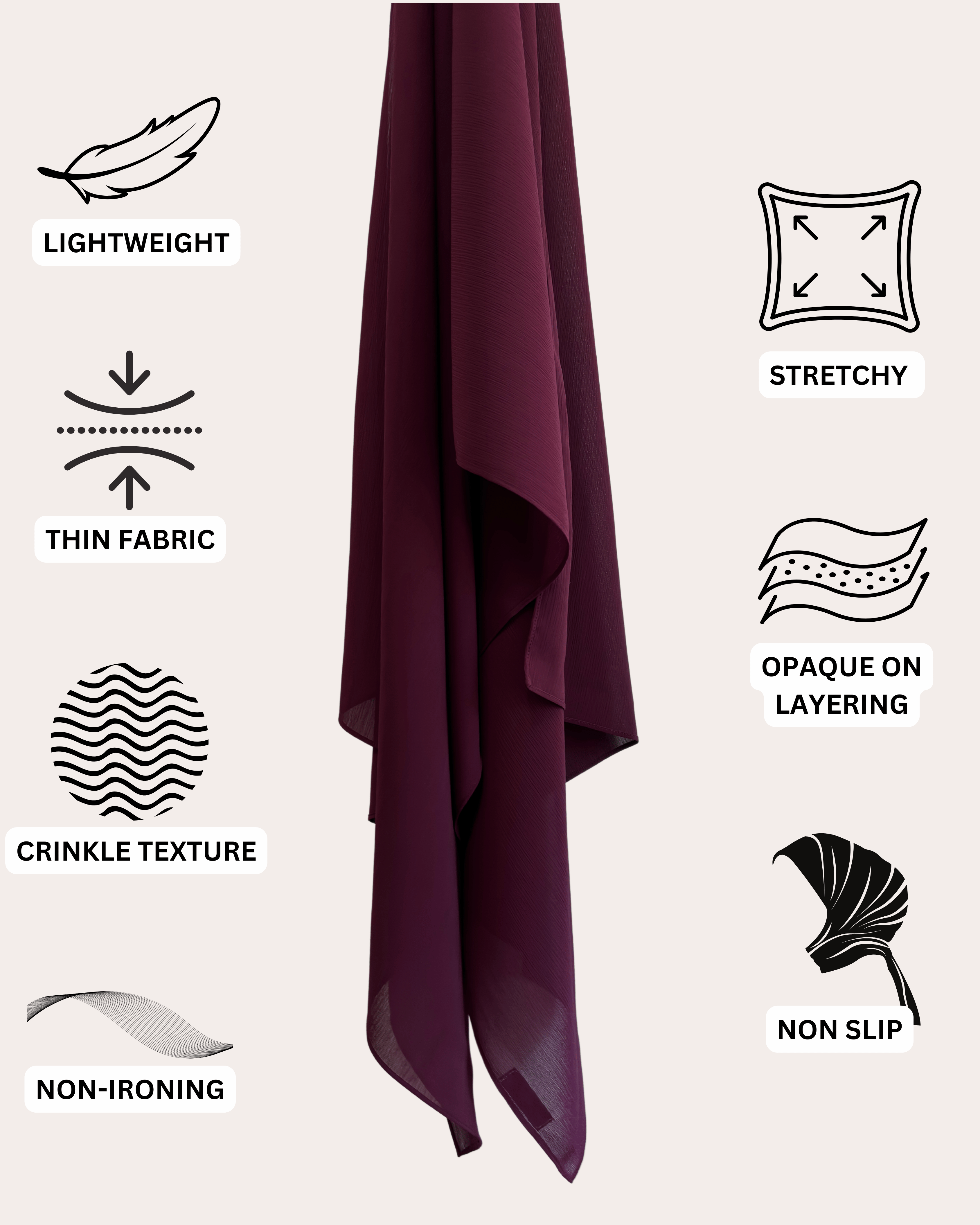 Crinkle Chiffon Hijab - Plum Harmony