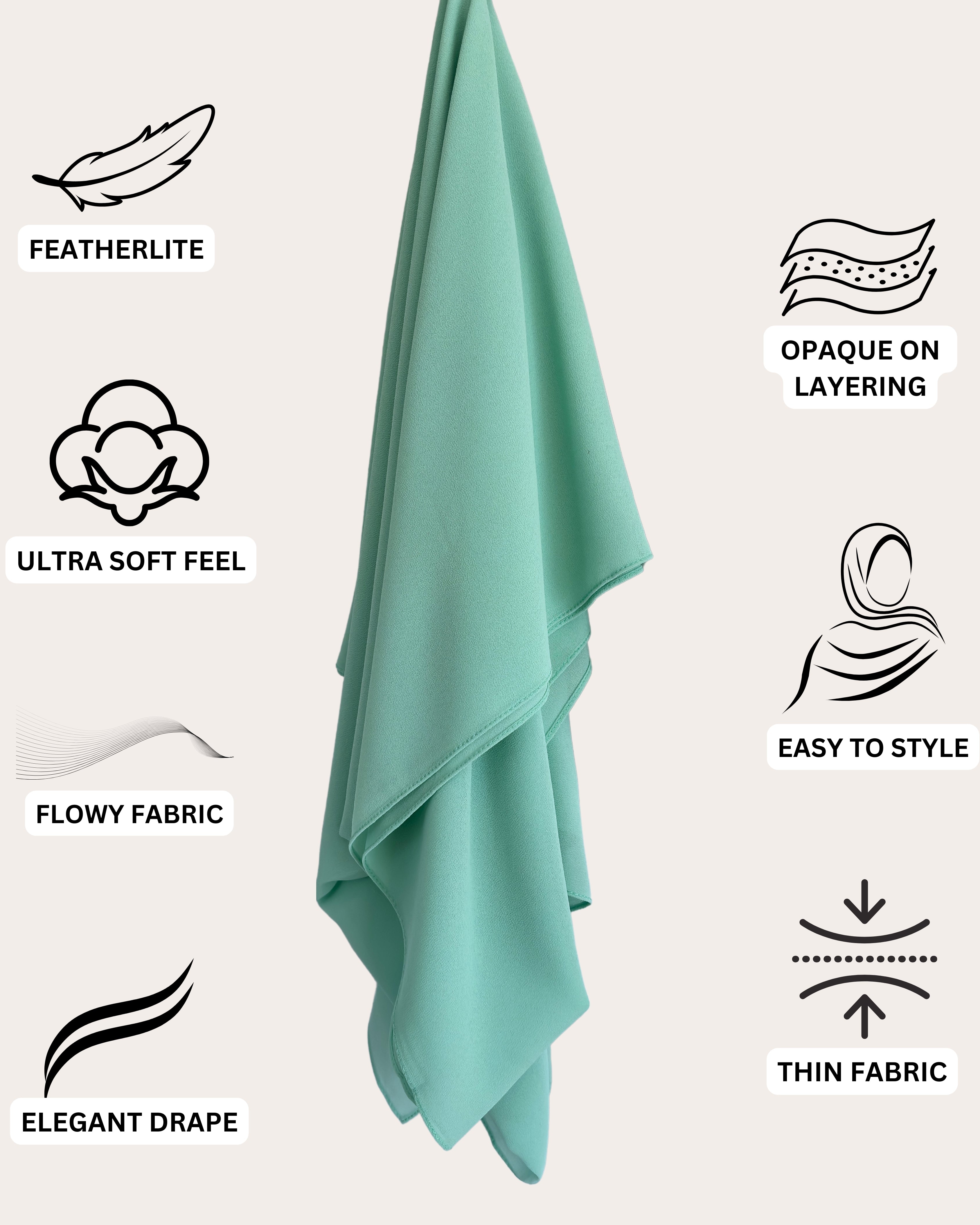 Classic Chiffon Hijab - Sage Green