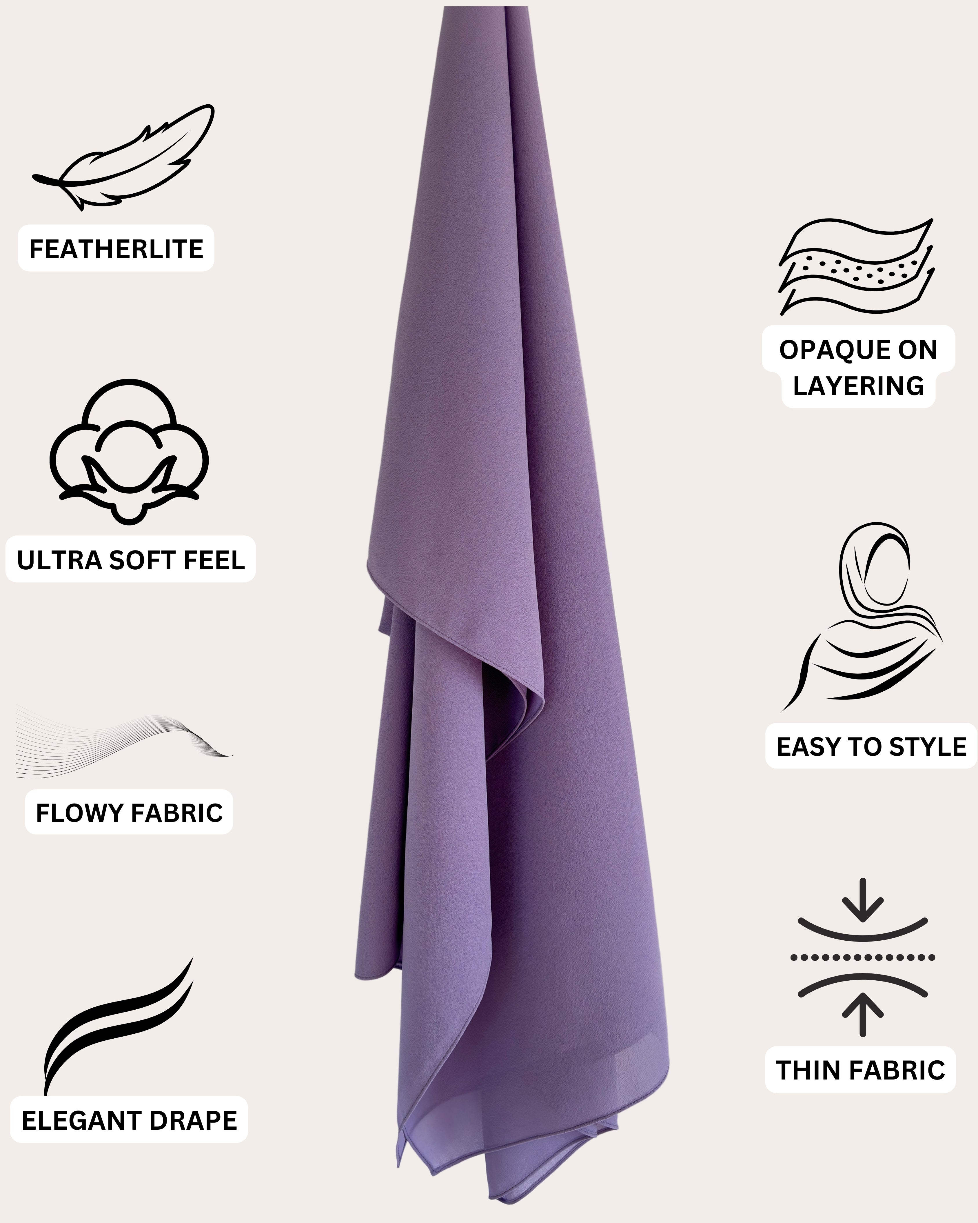 Classic Chiffon Hijab - Velvety Plum