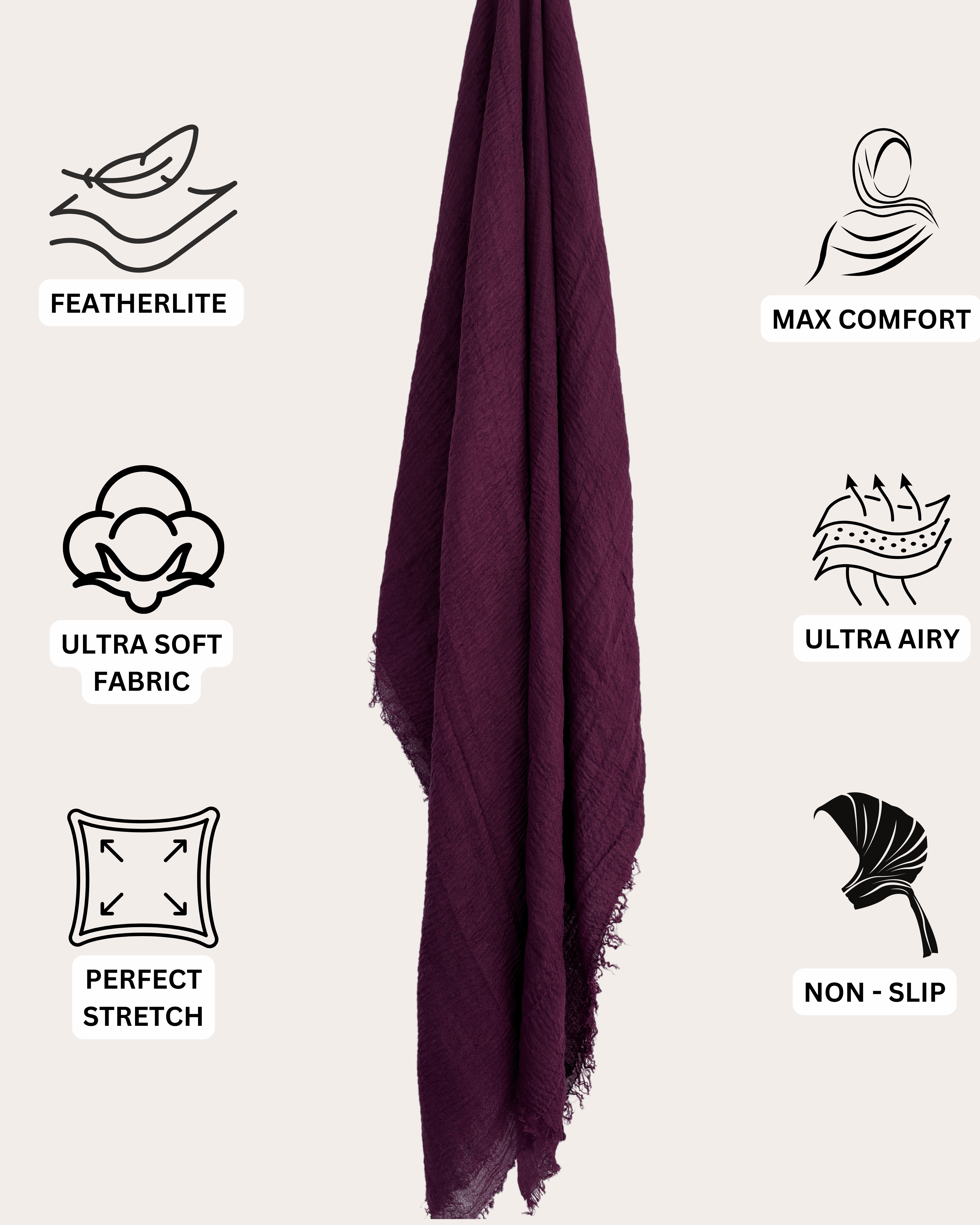 Crinkle Cotton Hijab - Mulberry Crush