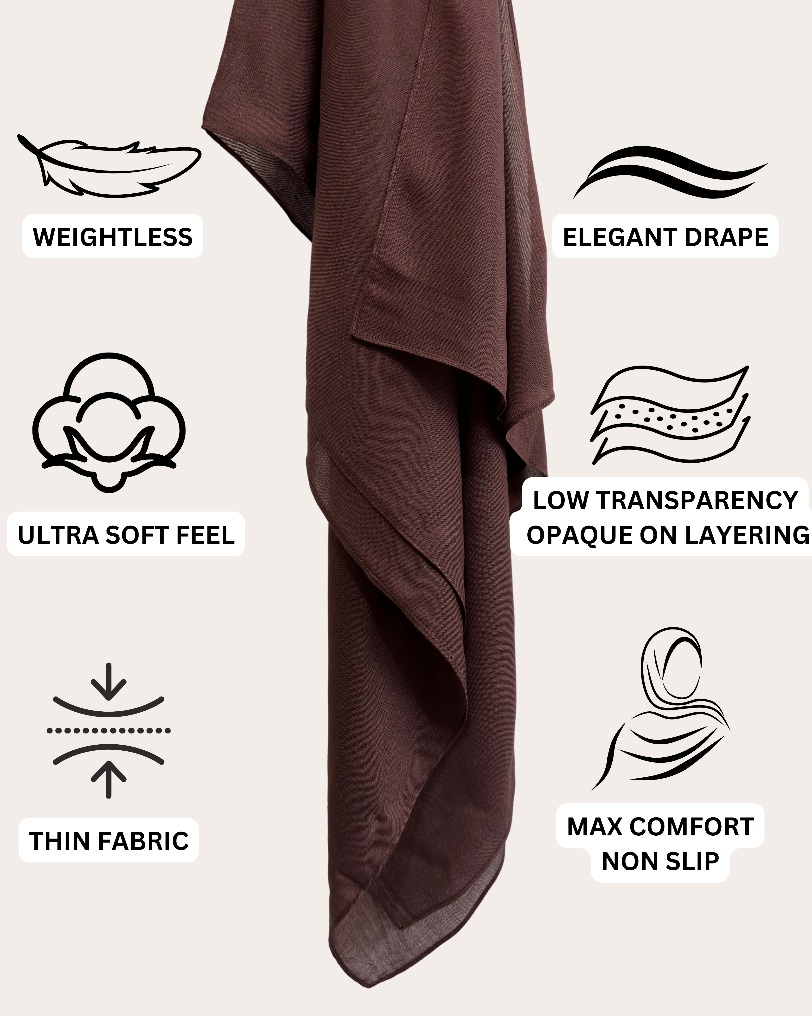 Luxury Modal Hijab - Mischief Brown