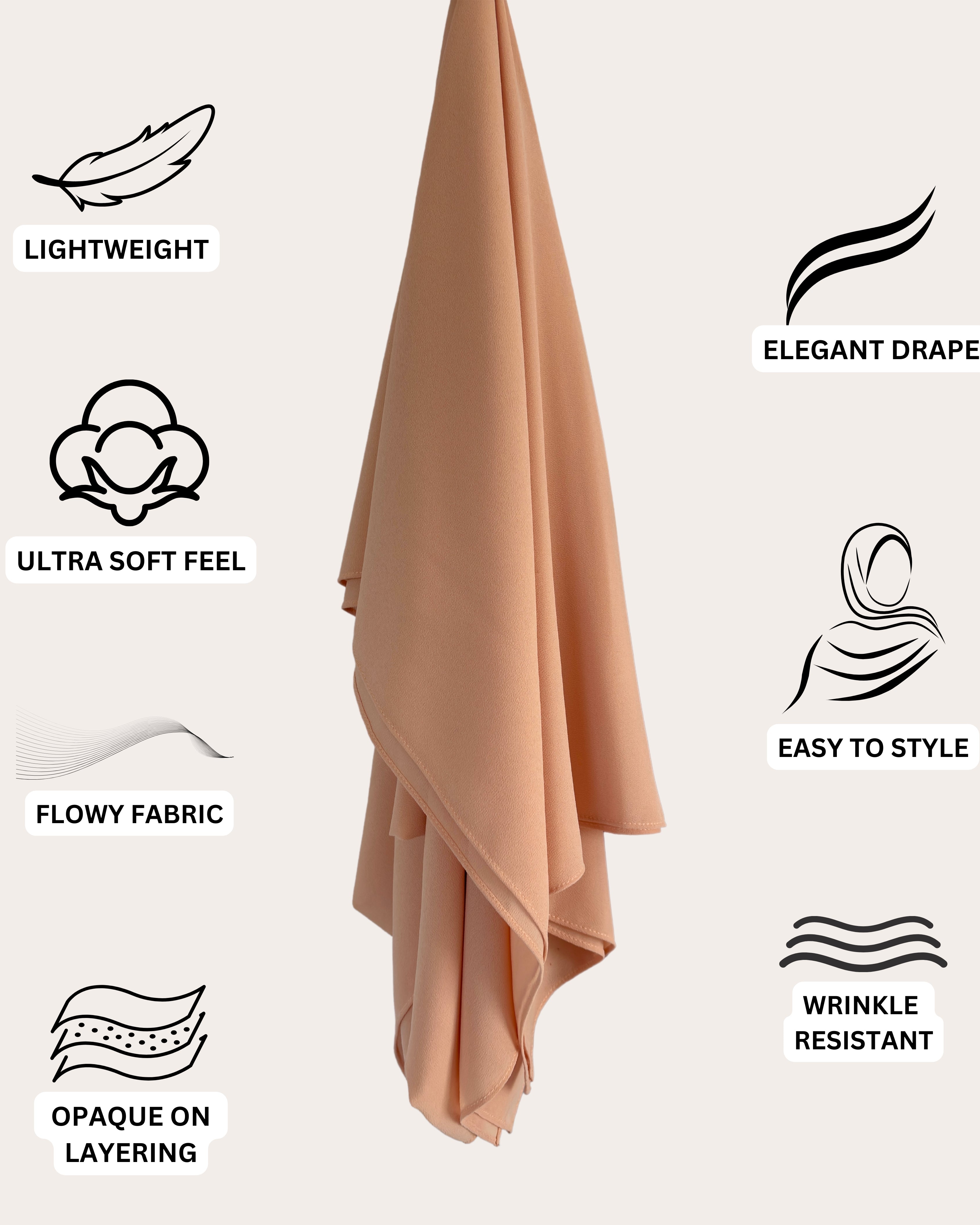 Premium Chiffon Hijab - Apricot