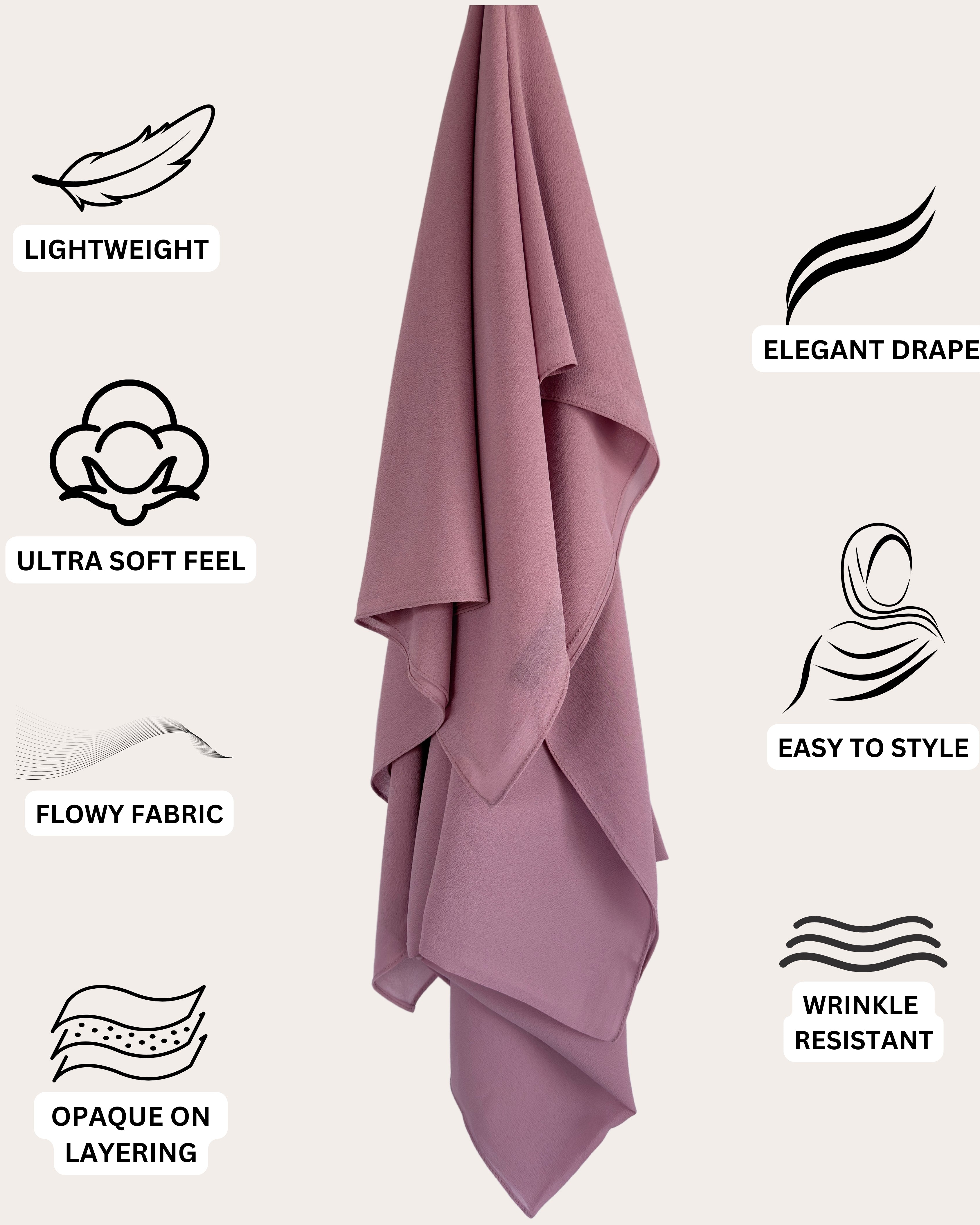 Premium Chiffon Hijab - Mauve Mirage