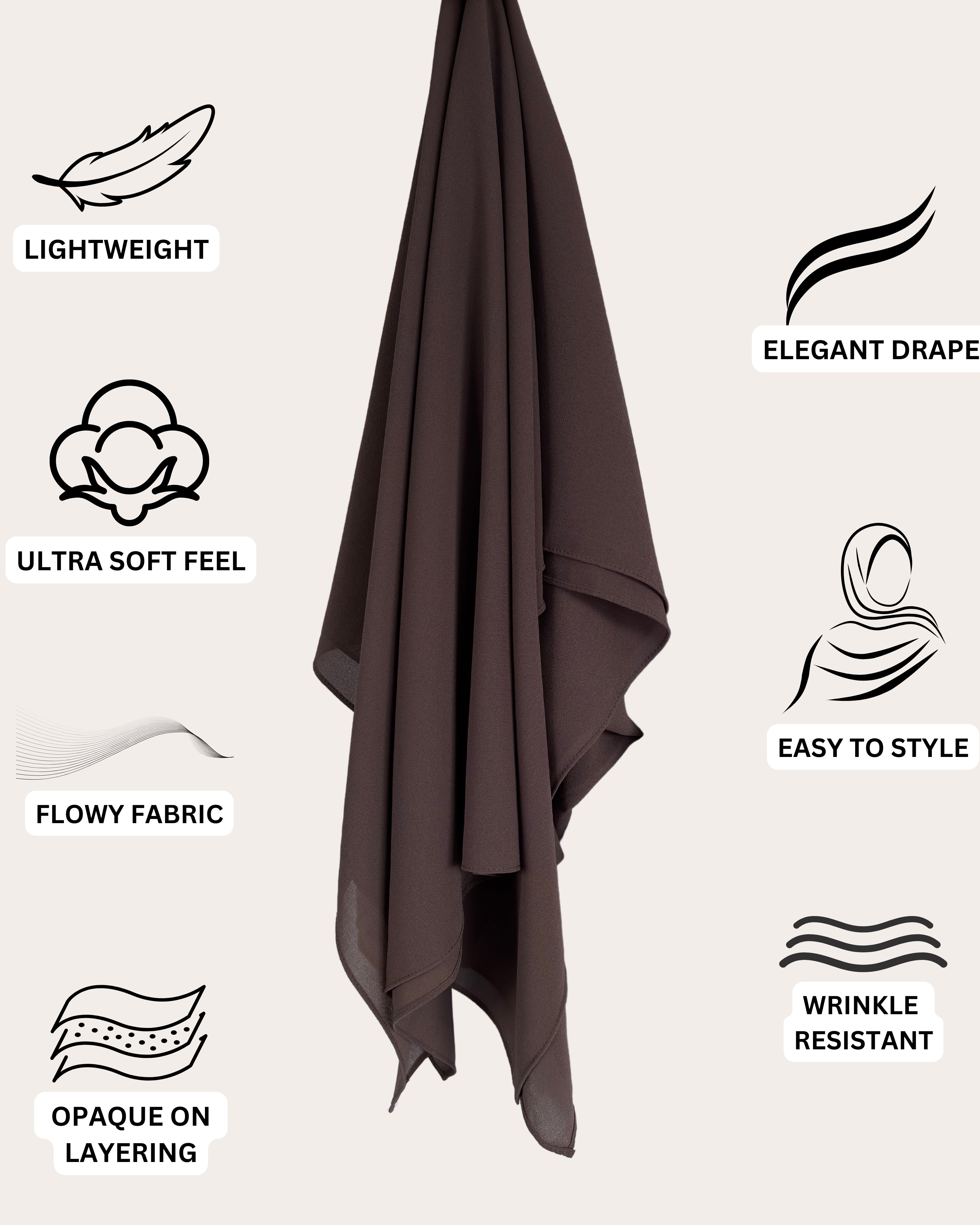 Premium Chiffon Hijab - Cocoa Chic