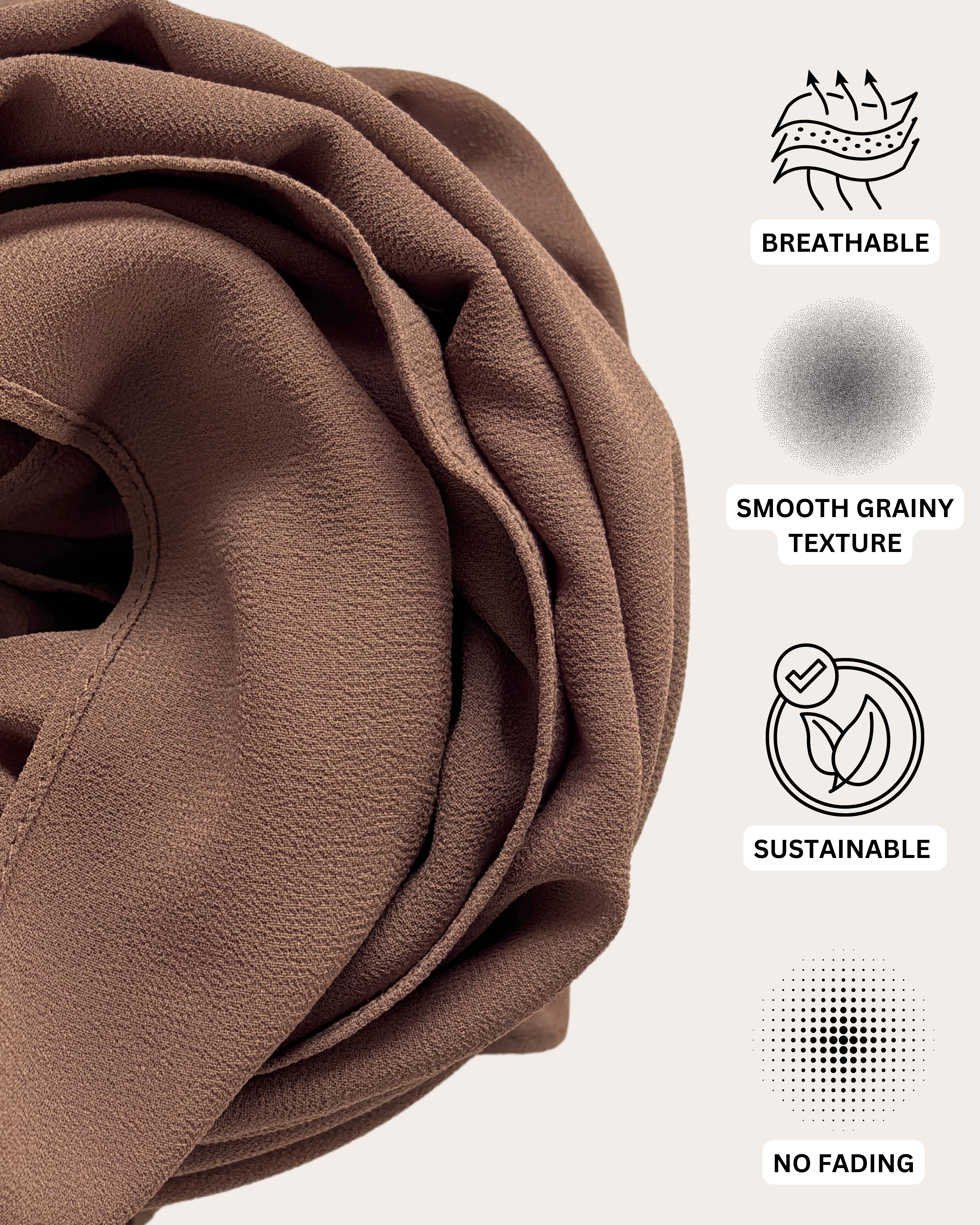 Premium Chiffon Hijab - Mocha