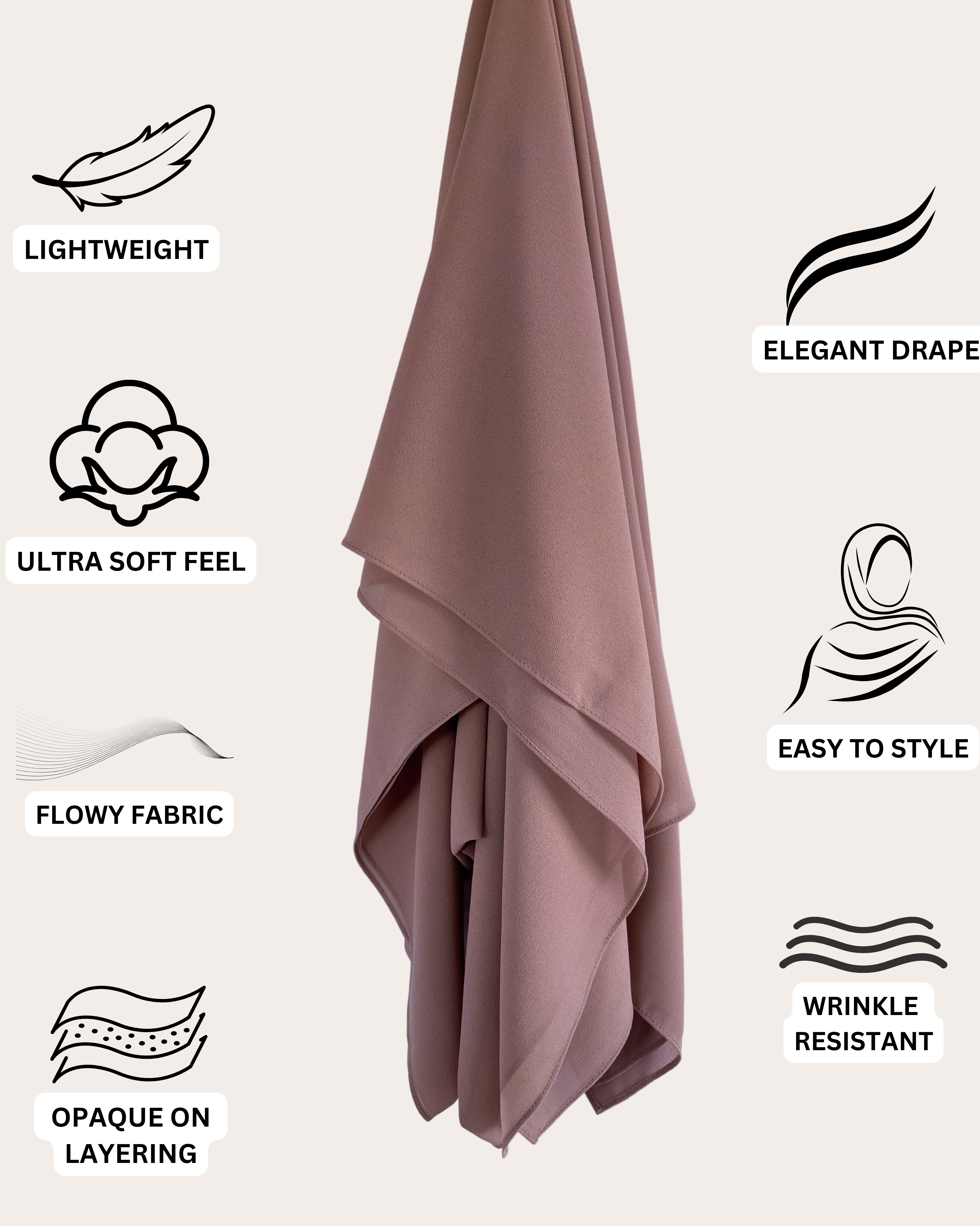 Premium Chiffon Hijab - Regal Rose