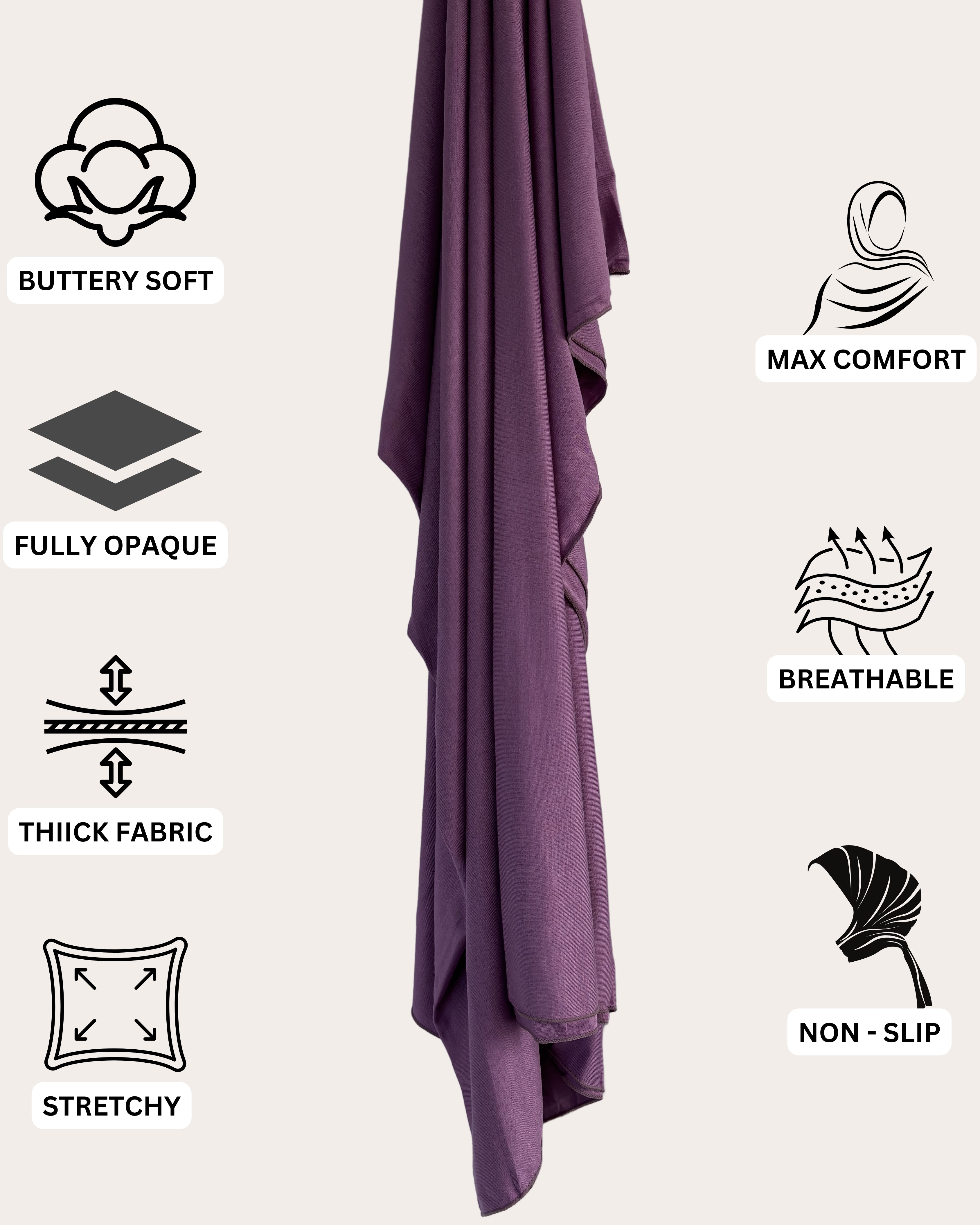 Premium Jersey Hijab - Regal Plum