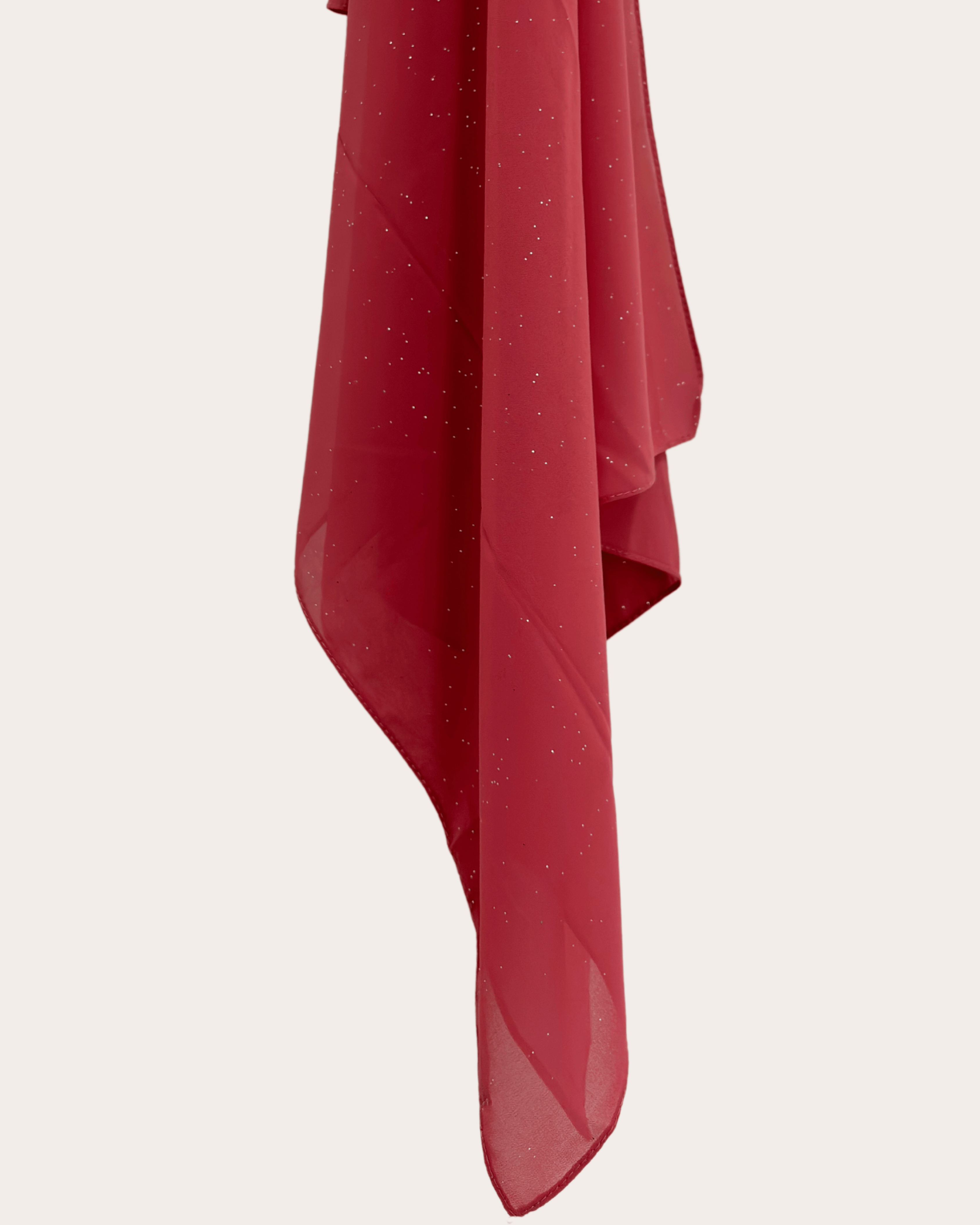 Shimmer Chiffon Hijab - Raspberry Red